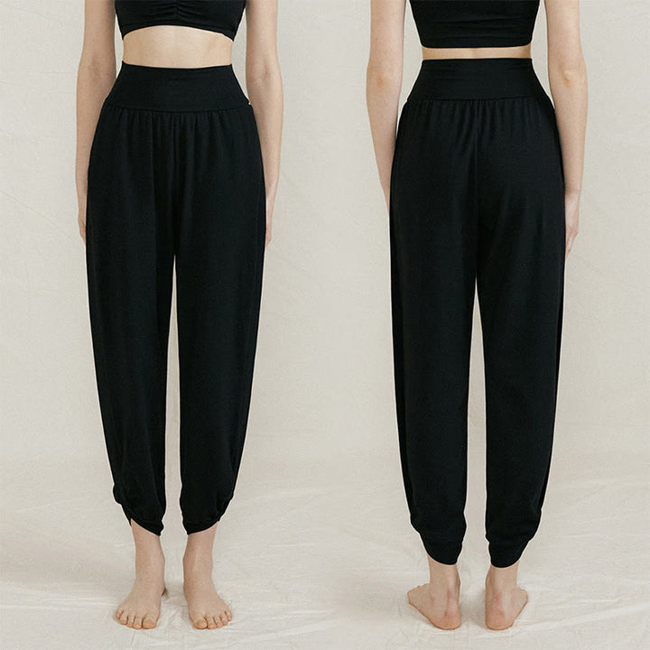 Pantalones casuales de algodón con cintura alta, pliegues laterales, secado rápido y bolsillos para mujer de Buddha Stones - image 15