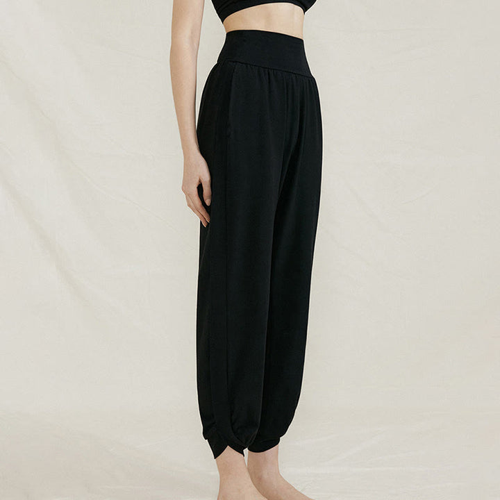 Pantalones casuales de algodón con cintura alta, pliegues laterales, secado rápido y bolsillos para mujer de Buddha Stones - image 17