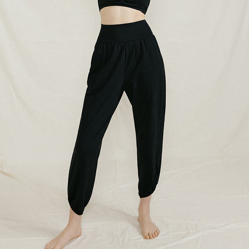 Pantalones casuales de algodón con cintura alta, pliegues laterales, secado rápido y bolsillos para mujer de Buddha Stones - image 18