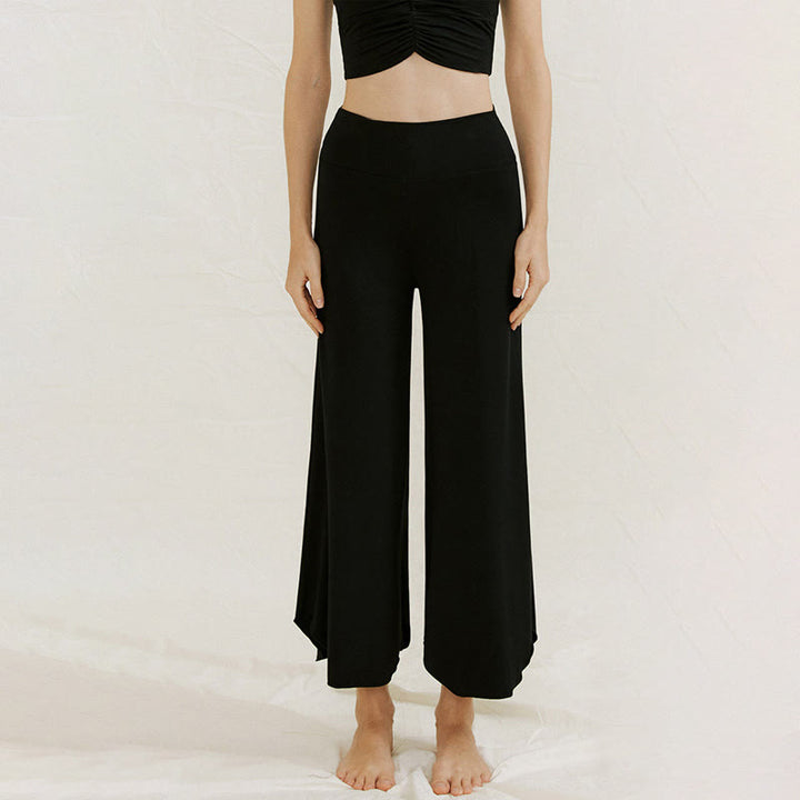 Pantalones de pierna ancha Leica para mujer con dobladillo geométrico irregular y holgado informal con Buddha Stones - Negro - US4，UK/AU8，EU36 (L) - image 23