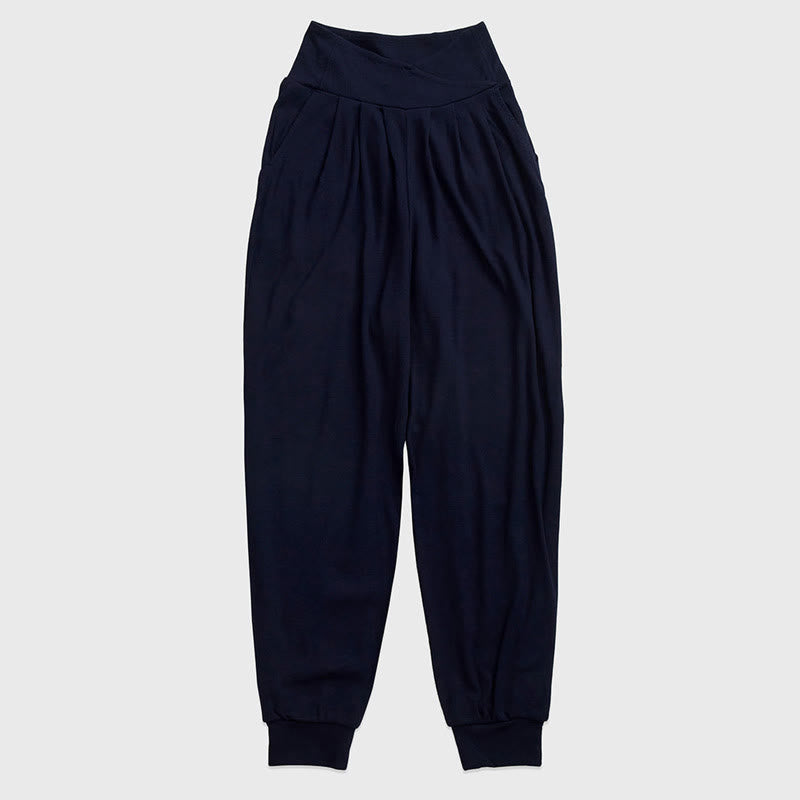 Pantalones casuales de licra con dobladillo con abertura y rosca para mujer con bolsillos y Buddha Stones - Azul medianoche - US6，UK/AU10，EU38 (XL) - image 13