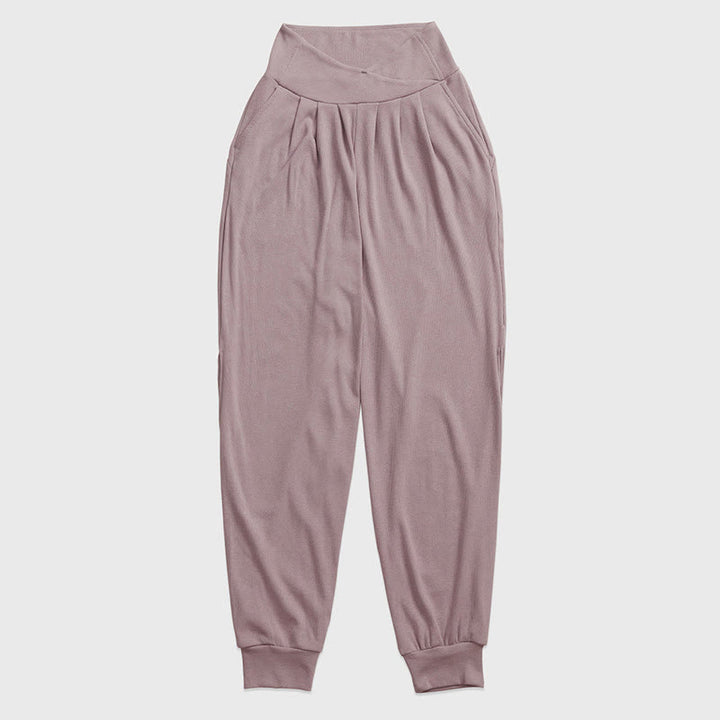 Pantalones casuales de licra con dobladillo con abertura y rosca para mujer con bolsillos y Buddha Stones - image 1