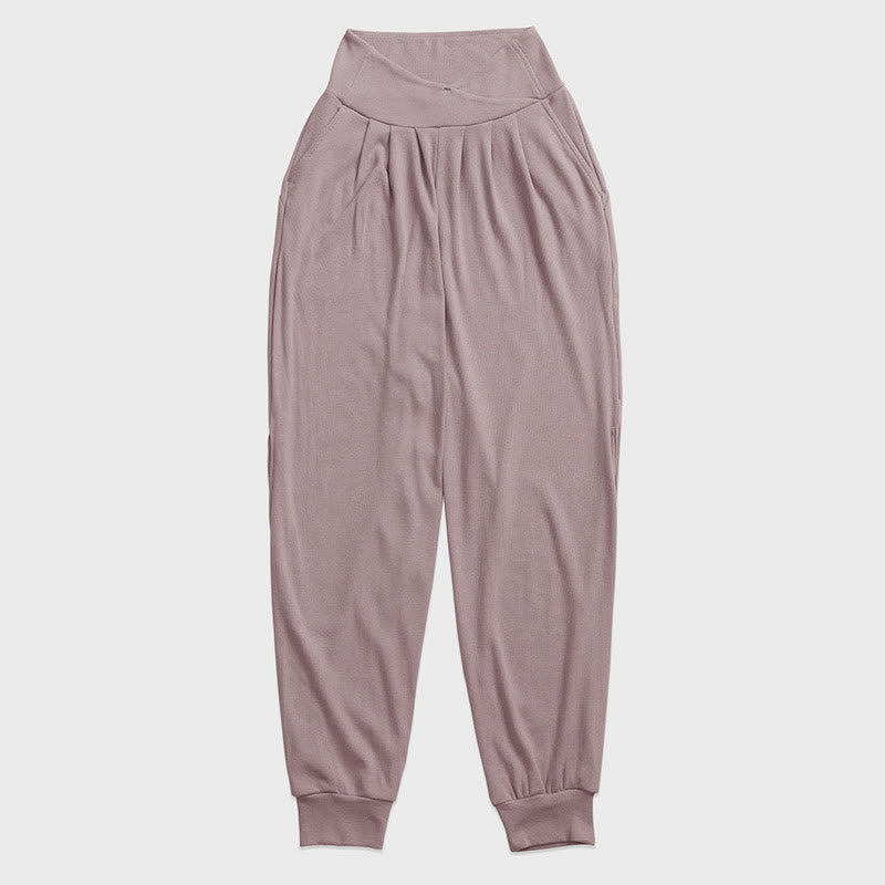 Pantalones casuales de licra con dobladillo con abertura y rosca para mujer con bolsillos y Buddha Stones - image 1