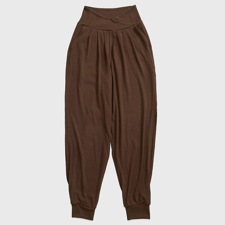 Pantalones casuales de licra con dobladillo con abertura y rosca para mujer con bolsillos y Buddha Stones - Marrón silla de montar - US6，UK/AU10，EU38 (XL) - image 11
