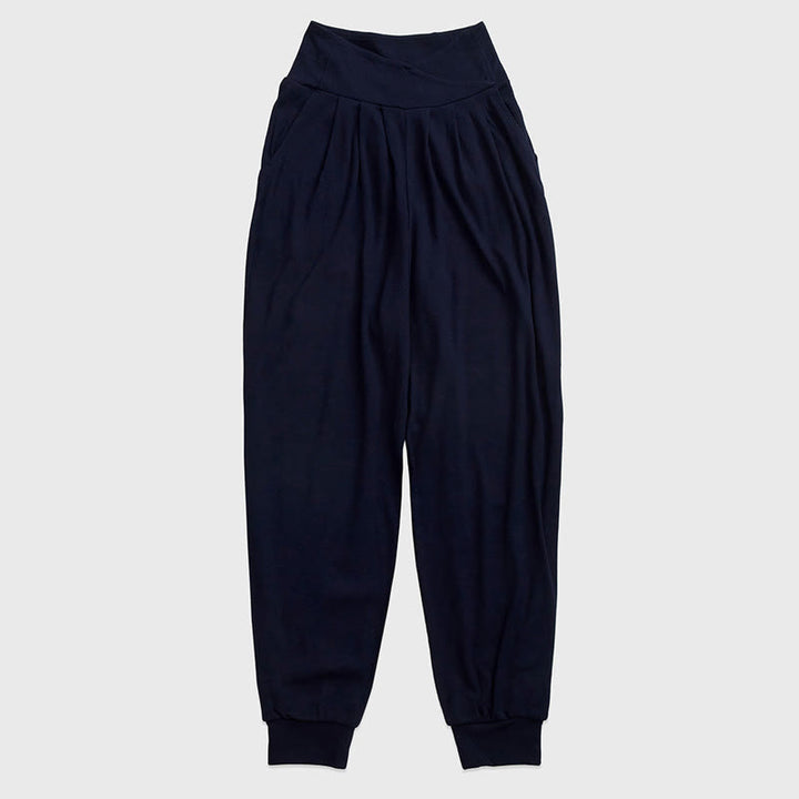 Pantalones casuales de licra con dobladillo con abertura y rosca para mujer con bolsillos y Buddha Stones - Azul medianoche - US6，UK/AU10，EU38 (XL) - image 13