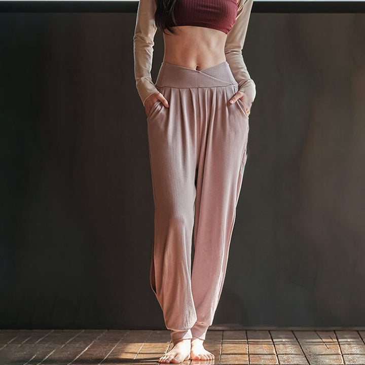 Pantalones casuales de licra con dobladillo con abertura y rosca para mujer con bolsillos y Buddha Stones - image 7
