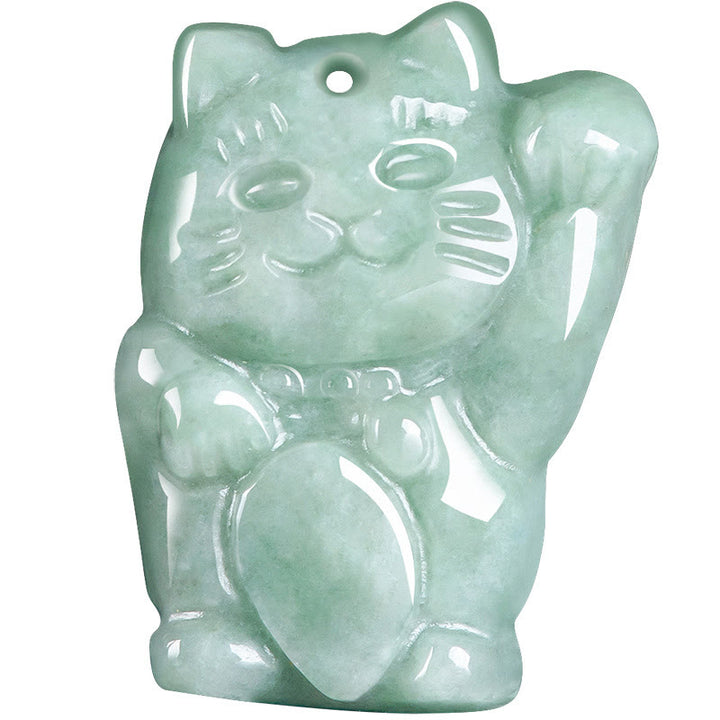 Collar con colgante de jade y gato de la suerte con Buddha Stones