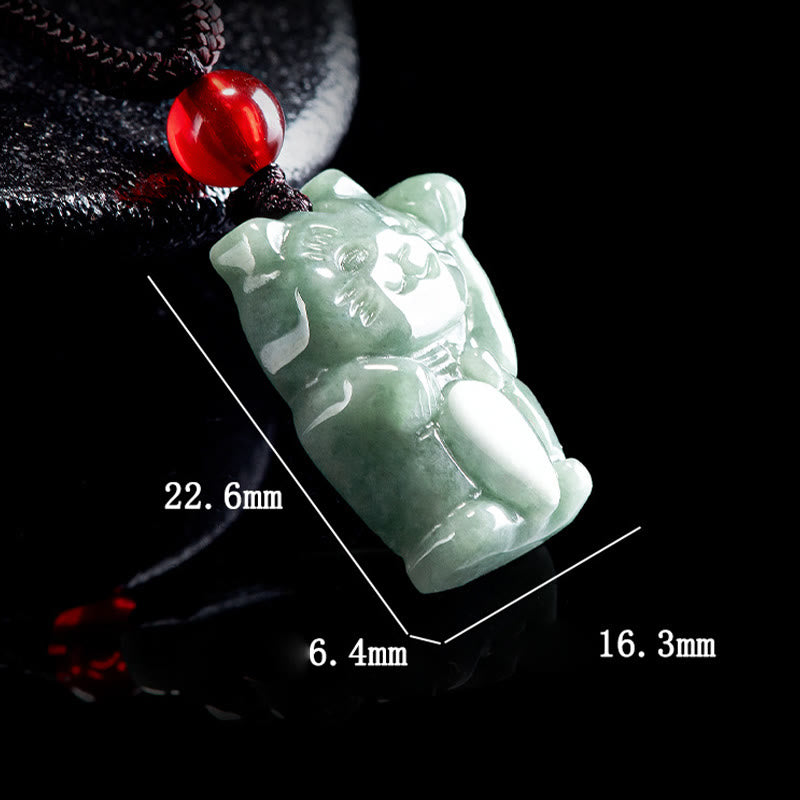 Collar con colgante de jade y gato de la suerte con Buddha Stones