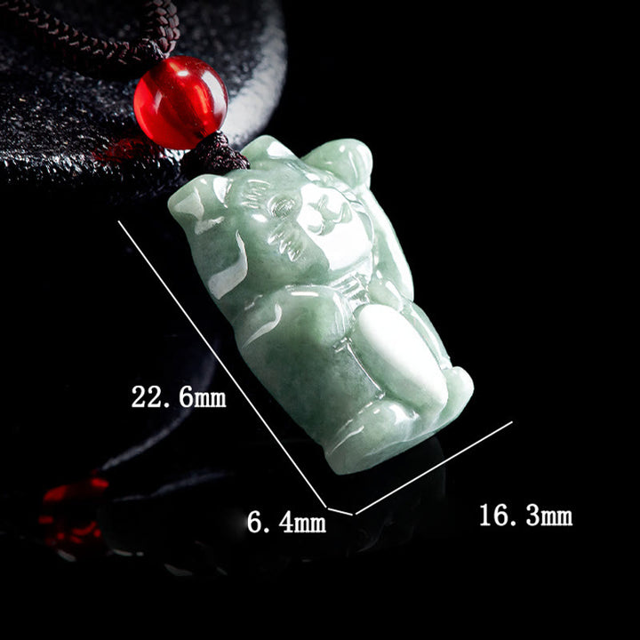 Collar con colgante de jade y gato de la suerte con Buddha Stones