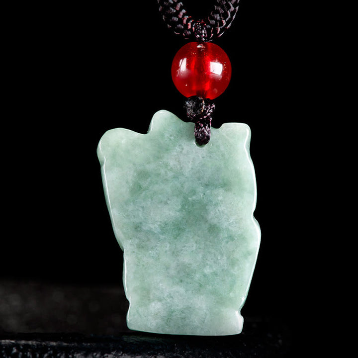 Collar con colgante de jade y gato de la suerte con Buddha Stones