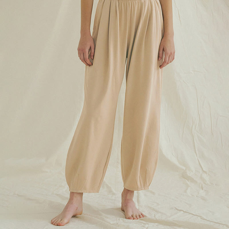 Pantalones harén Leica holgados, informales, transpirables y con bolsillos para mujer de Buddha Stones - Trigo - US4，UK/AU8，EU36 (L) - image 1