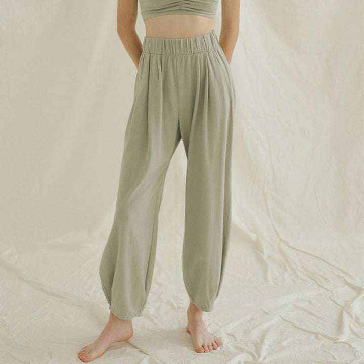 Pantalones harén Leica holgados, informales, transpirables y con bolsillos para mujer de Buddha Stones - Verde mar oscuro - US4，UK/AU8，EU36 (L) - image 13