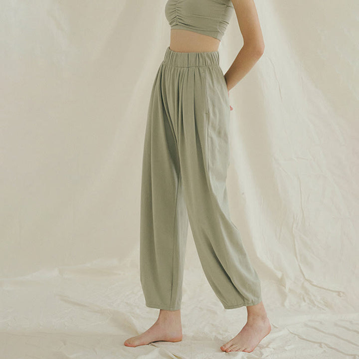 Pantalones harén Leica holgados, informales, transpirables y con bolsillos para mujer de Buddha Stones - image 15
