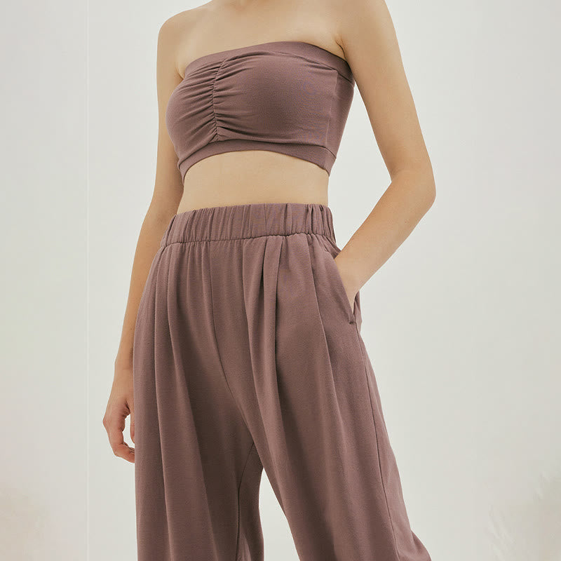 Pantalones harén Leica holgados, informales, transpirables y con bolsillos para mujer de Buddha Stones - image 26