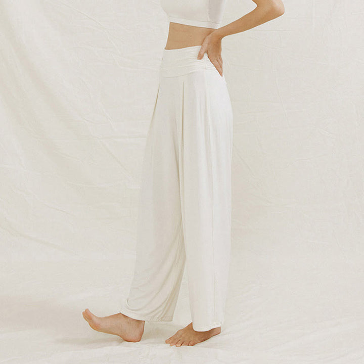 Pantalones de pierna ancha Leica para mujer, holgados, de talle alto y estilo casual con Buddha Stones - image 14