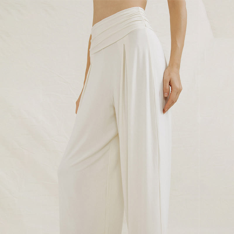 Pantalones de pierna ancha Leica para mujer, holgados, de talle alto y estilo casual con Buddha Stones - image 15