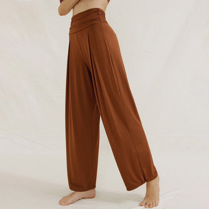 Pantalones de pierna ancha Leica para mujer, holgados, de talle alto y estilo casual con Buddha Stones - image 1
