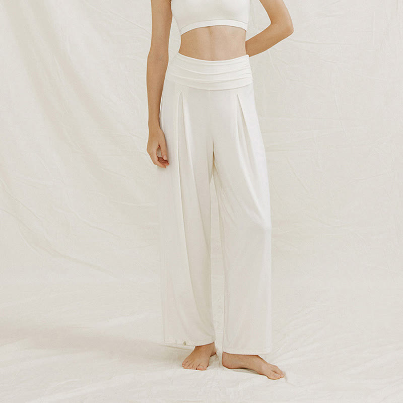 Pantalones de pierna ancha Leica para mujer, holgados, de talle alto y estilo casual con Buddha Stones - image 13