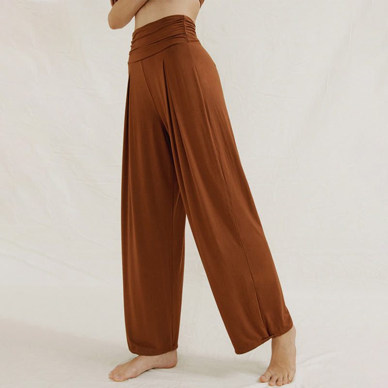 Pantalones de pierna ancha Leica para mujer, holgados, de talle alto y estilo casual con Buddha Stones - image 1
