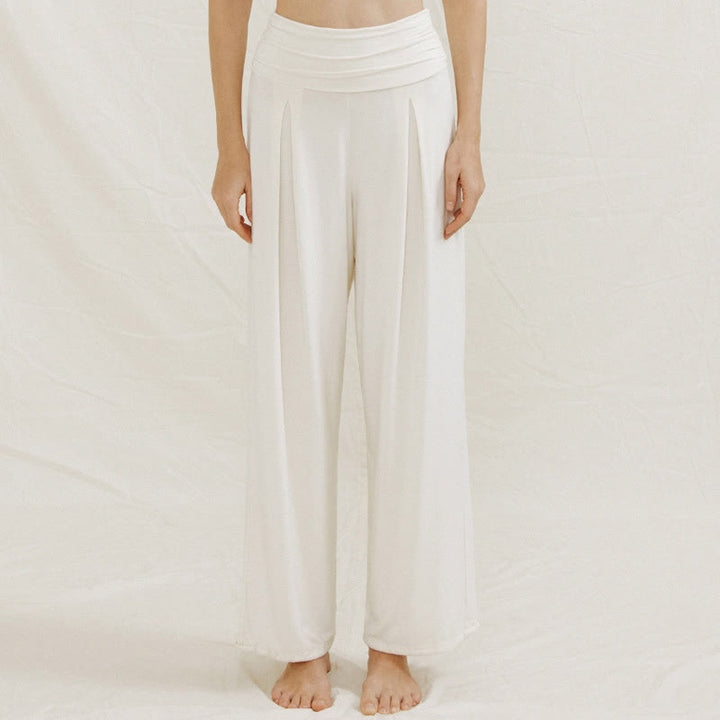 Pantalones de pierna ancha Leica para mujer, holgados, de talle alto y estilo casual con Buddha Stones - Blanco - US6, UK/AU10, EU38 (L) - image 11