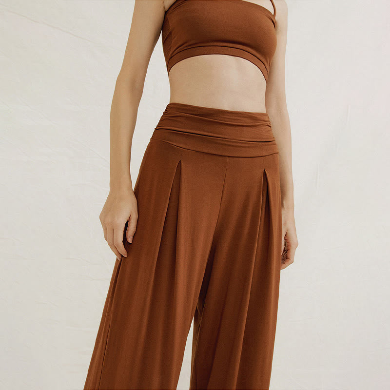 Pantalones de pierna ancha Leica para mujer, holgados, de talle alto y estilo casual con Buddha Stones - image 6