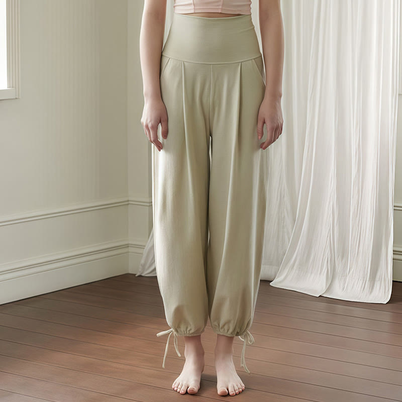 Pantalones Leica para mujer con bolsillos y dobladillo con cordón y estilo casual de Buddha Stones - Verde mar oscuro - US4，UK/AU8，EU36 (L) - image 14