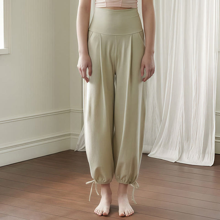Pantalones Leica para mujer con bolsillos y dobladillo con cordón y estilo casual de Buddha Stones - Verde mar oscuro - US4，UK/AU8，EU36 (L) - image 14