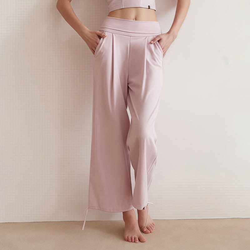 Pantalones Leica para mujer con bolsillos y dobladillo con cordón y estilo casual de Buddha Stones - image 13