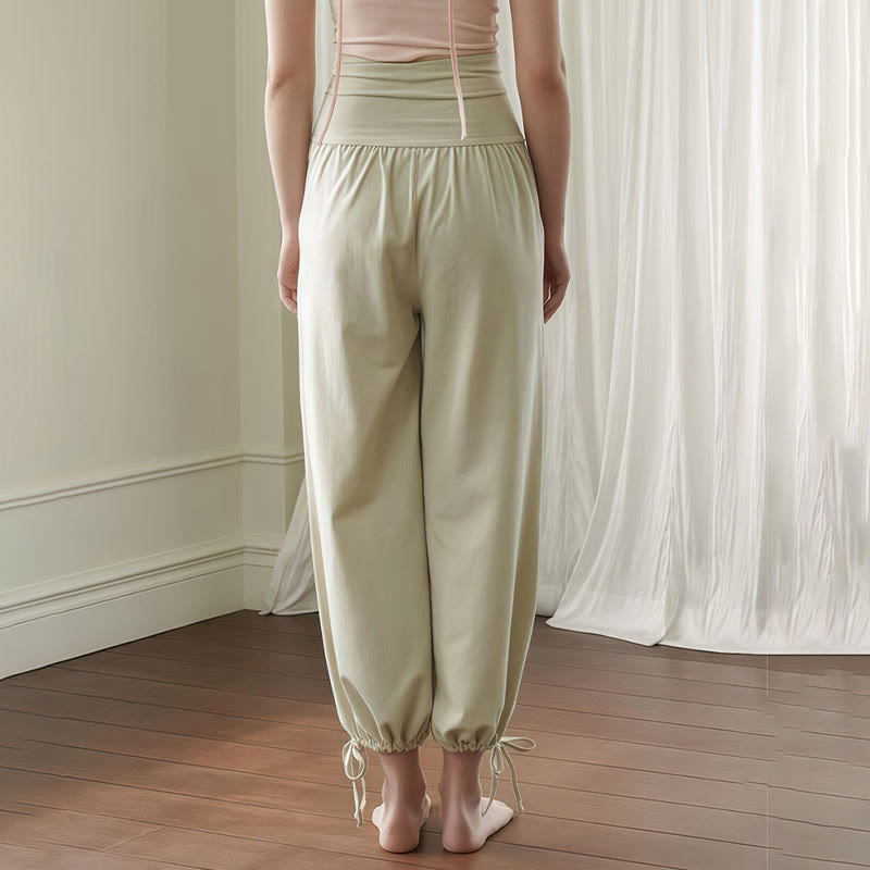 Pantalones Leica para mujer con bolsillos y dobladillo con cordón y estilo casual de Buddha Stones - image 15