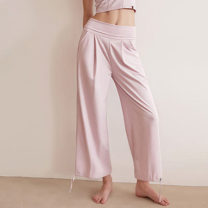Pantalones Leica para mujer con bolsillos y dobladillo con cordón y estilo casual de Buddha Stones - image 11