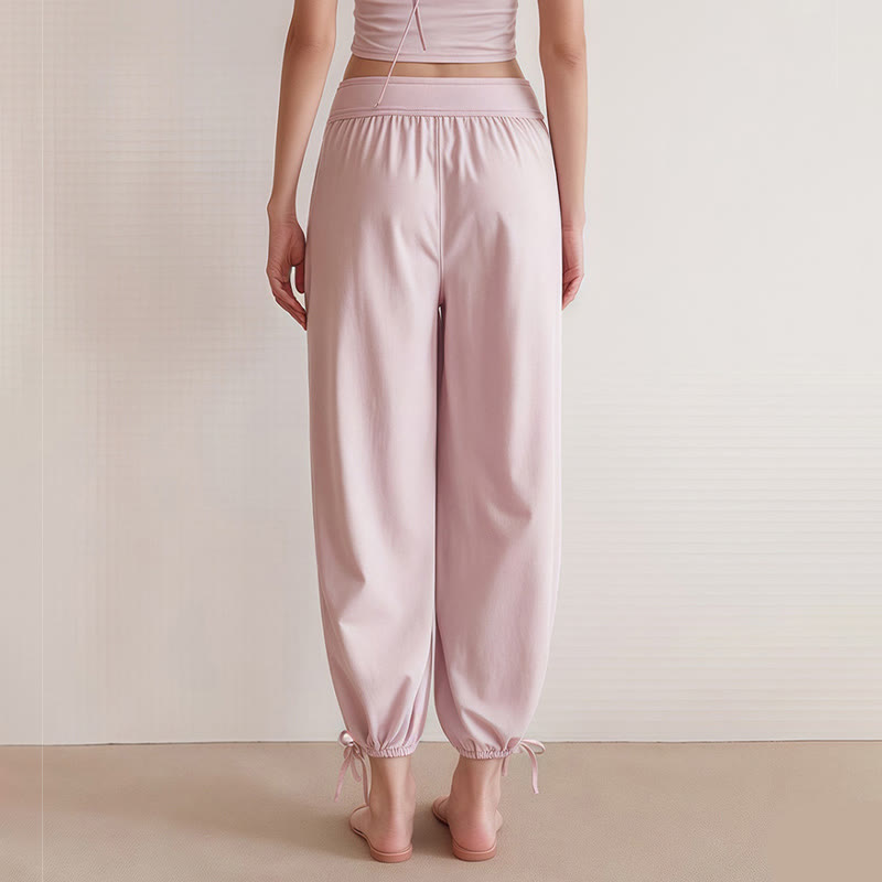Pantalones Leica para mujer con bolsillos y dobladillo con cordón y estilo casual de Buddha Stones - image 10