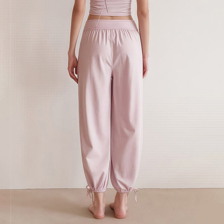 Pantalones Leica para mujer con bolsillos y dobladillo con cordón y estilo casual de Buddha Stones - image 10