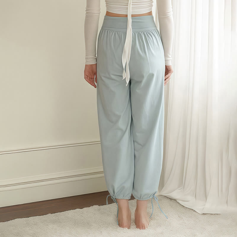 Pantalones Leica para mujer con bolsillos y dobladillo con cordón y estilo casual de Buddha Stones - image 3