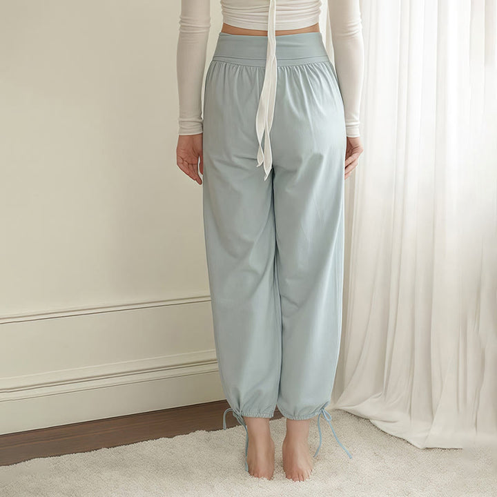 Pantalones Leica para mujer con bolsillos y dobladillo con cordón y estilo casual de Buddha Stones - image 3
