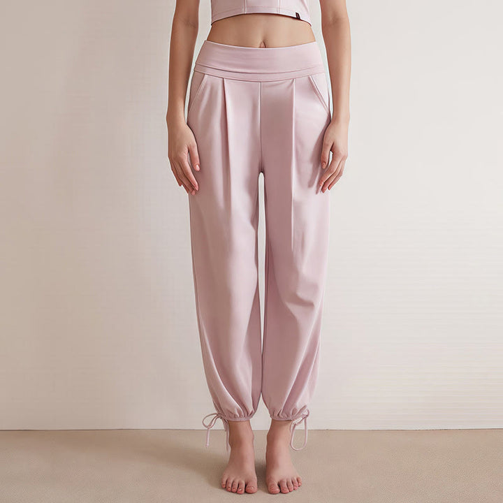 Pantalones Leica para mujer con bolsillos y dobladillo con cordón y estilo casual de Buddha Stones - Rosa - US4，UK/AU8，EU36 (L) - image 9