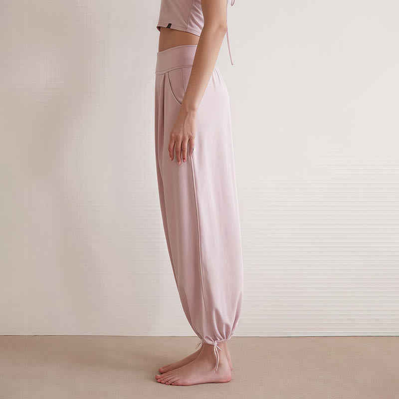 Pantalones Leica para mujer con bolsillos y dobladillo con cordón y estilo casual de Buddha Stones - image 12