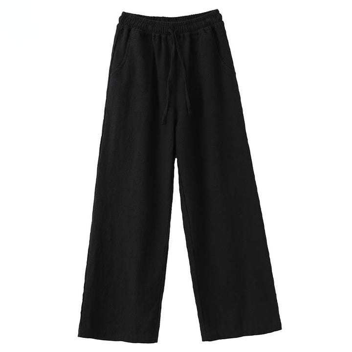 Pantalones anchos de pierna recta, holgados, informales, de algodón ramio, para mujer, con bolsillos, de Buddha Stones