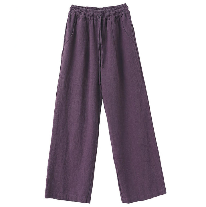 Pantalones anchos de pierna recta, holgados, informales, de algodón ramio, para mujer, con bolsillos, de Buddha Stones