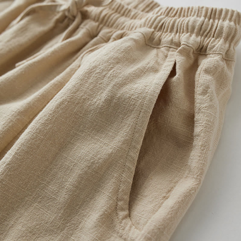 Pantalones anchos de pierna recta, holgados, informales, de algodón ramio, para mujer, con bolsillos, de Buddha Stones