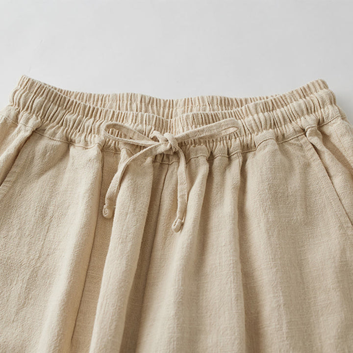 Pantalones anchos de pierna recta, holgados, informales, de algodón ramio, para mujer, con bolsillos, de Buddha Stones