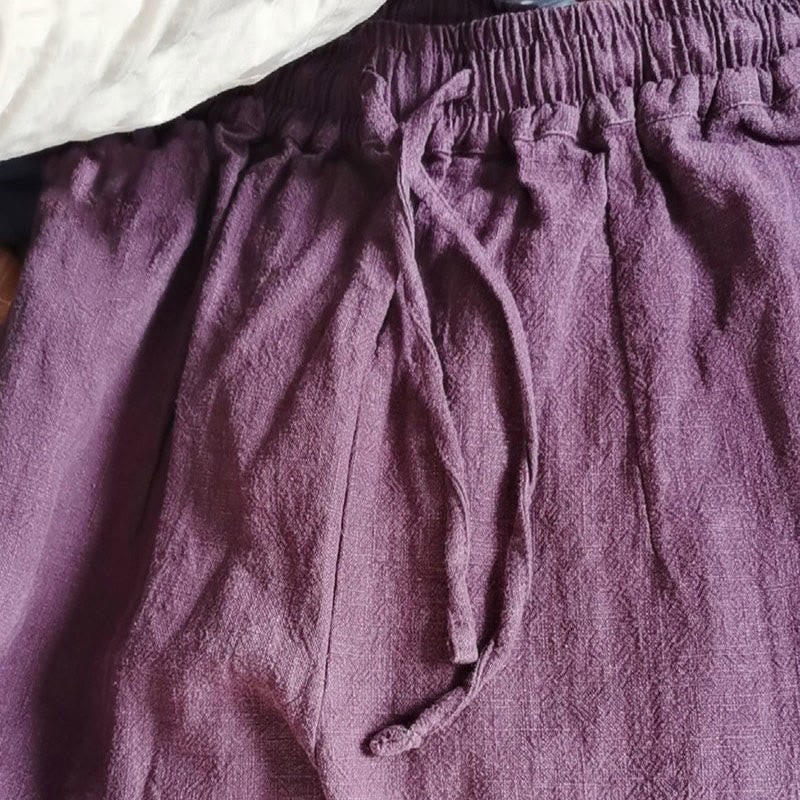 Pantalones anchos de pierna recta, holgados, informales, de algodón ramio, para mujer, con bolsillos, de Buddha Stones