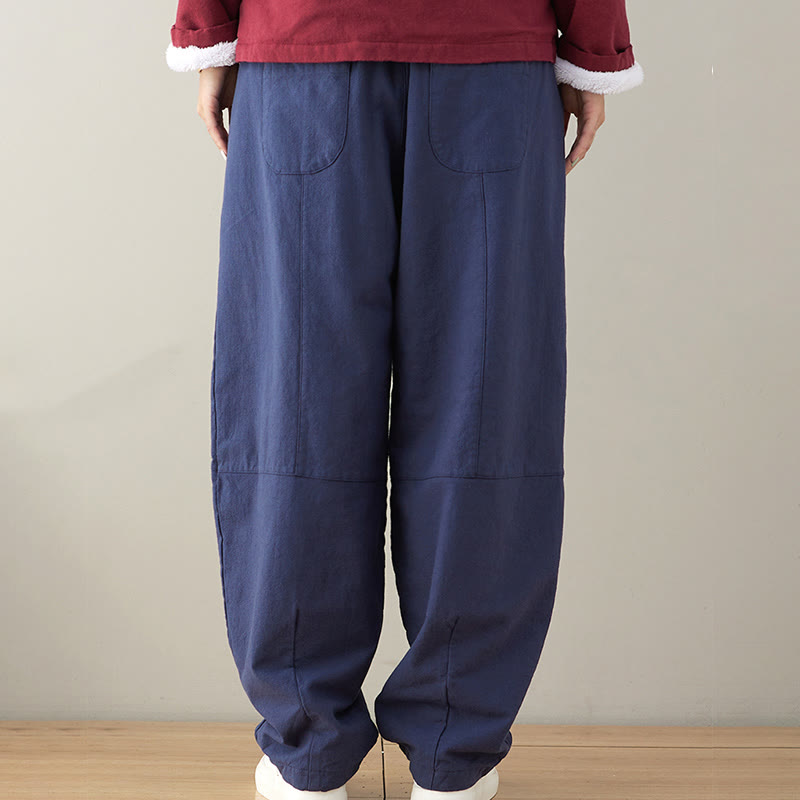 Pantalones casuales holgados de algodón con bolsillos para mujer de Buddha Stones