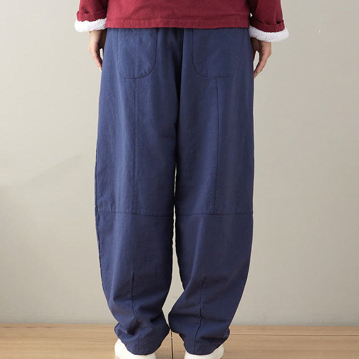 Pantalones casuales holgados de algodón con bolsillos para mujer de Buddha Stones
