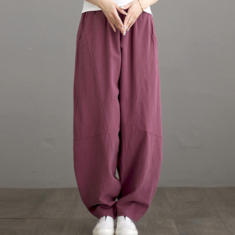 Pantalones casuales holgados de algodón con bolsillos para mujer de Buddha Stones - Rojo violeta medio - US8-10, UK/AU12-14, EU40-42 (XL) - image 7