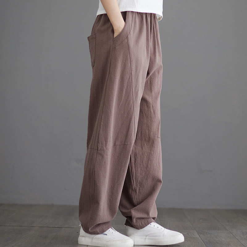 Pantalones casuales holgados de algodón con bolsillos para mujer de Buddha Stones