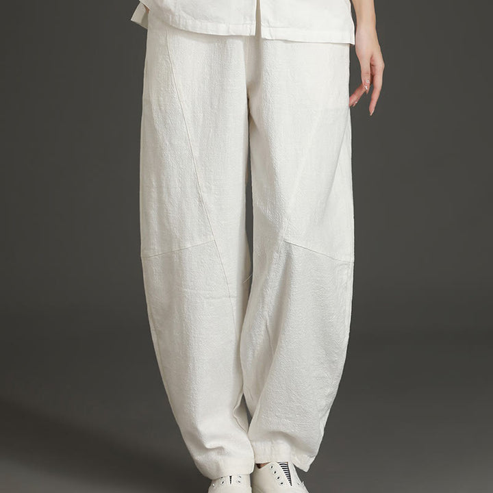 Pantalones casuales holgados de algodón con bolsillos para mujer de Buddha Stones