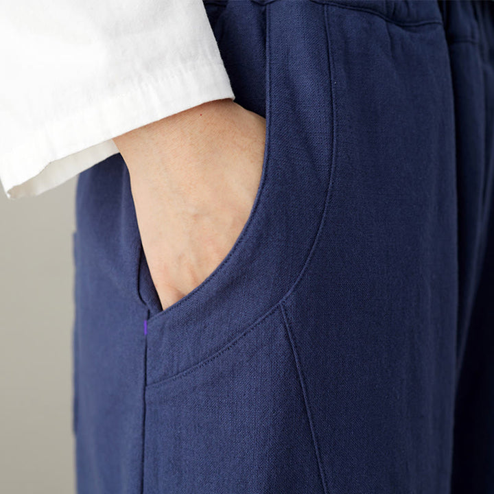 Pantalones casuales holgados de algodón con bolsillos para mujer de Buddha Stones