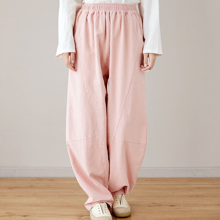 Pantalones casuales holgados de algodón con bolsillos para mujer de Buddha Stones
