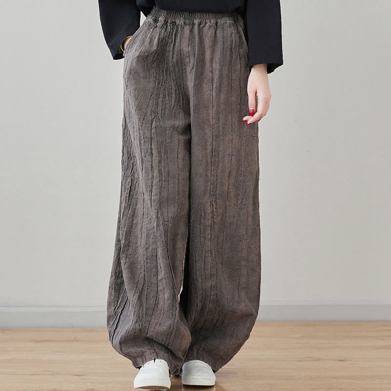 Pantalones de mujer de ramio desgastados, lisos, holgados y casuales con diseño tie-dye y bolsillos de Buddha Stones
