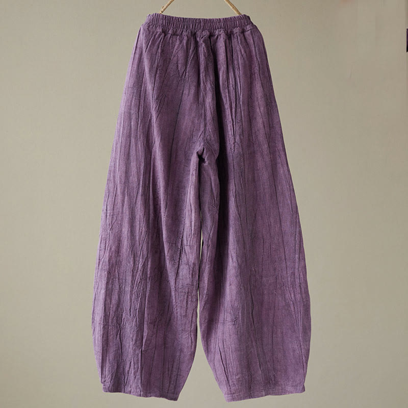 Pantalones de mujer de ramio desgastados, lisos, holgados y casuales con diseño tie-dye y bolsillos de Buddha Stones